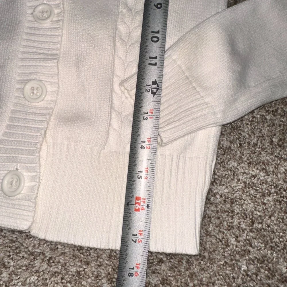 GYMBOREE WHITE Cardigan Sweater Sz 7-8 big collar long sleeve lightweight